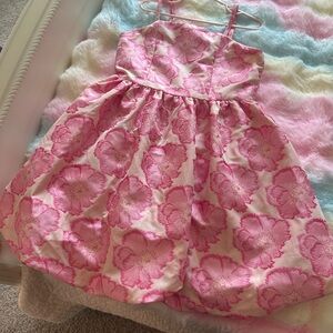 GB girls Pink Floral Jacquard Spaghetti-Strap Dress